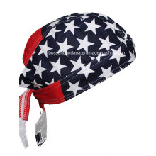 Kundenspezifische Logo bedruckte Baumwolle Werbeartikel American Flag Skull Cap Biker Caps Headwrap